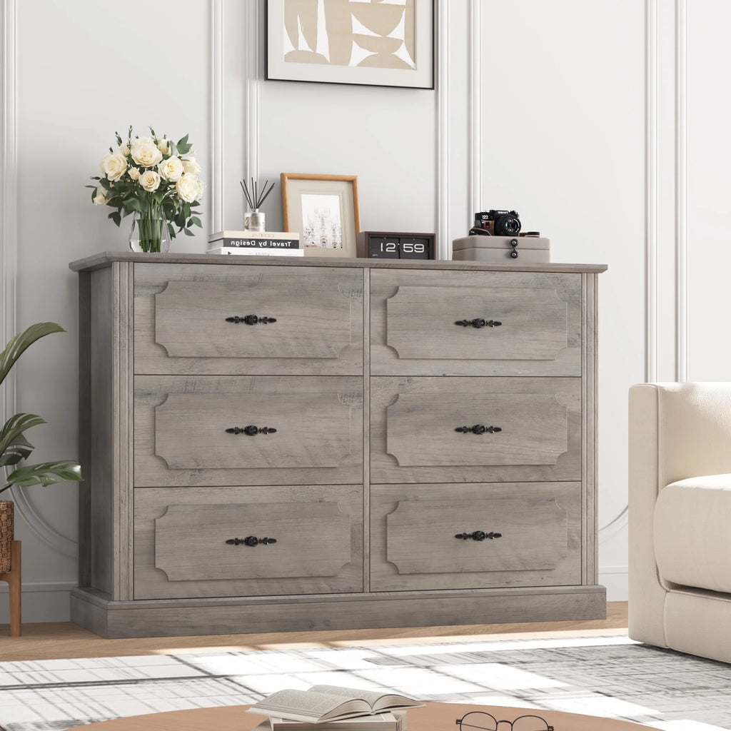 White 6 Drawer Wood Dresser Q99161