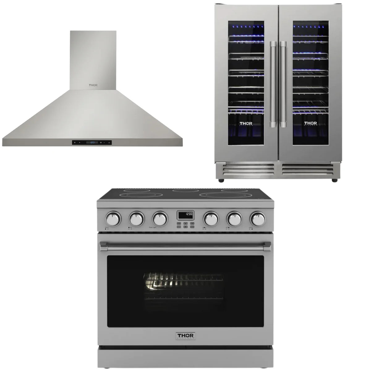 36 Electric Range, Range Hood and Wine Cooler P6069
