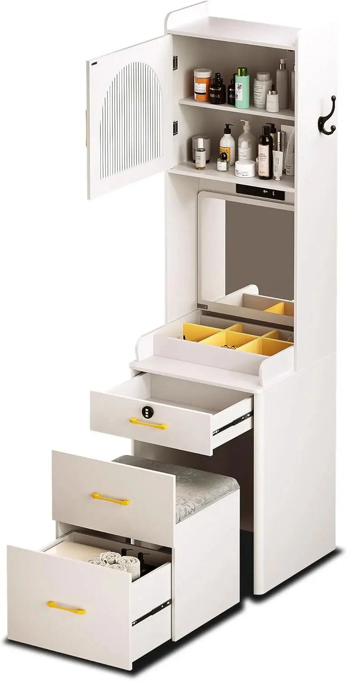 White Small Vanity Desk with Mirror and Lights X80327