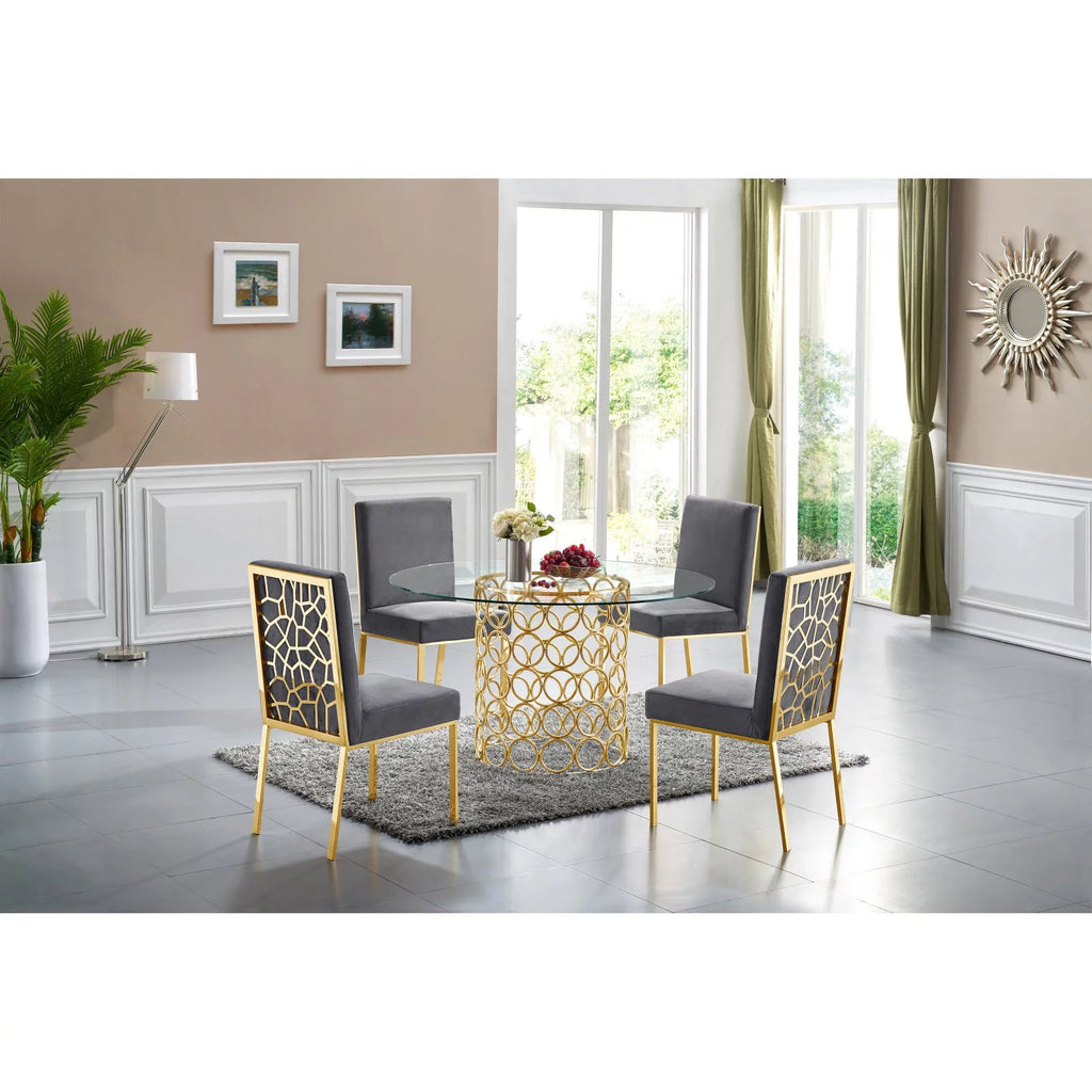 Contemporary Glass Dining Table in Chrome Y656