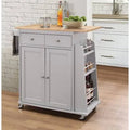 Gray Kitchen Cart with Solid Wood Top Z703791