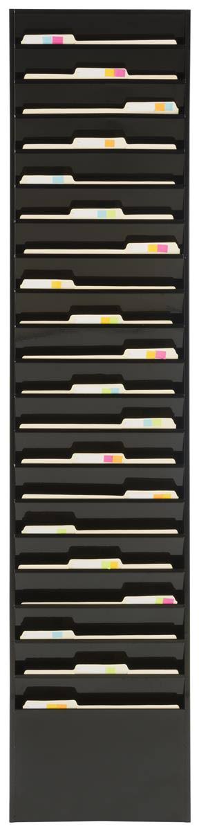 Wall Rack, 20 Pockets, Tiered, Black, Powder Coated Steel B494