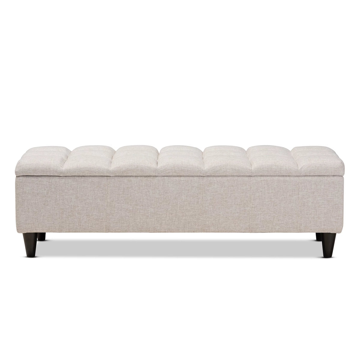 Beige Fabric Upholstered Wood Storage Bench Ottoman O87498
