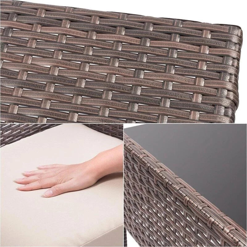 Brown PE Rattan Wicker 4 Pieces Patio Furniture Set with Cushion L529127
