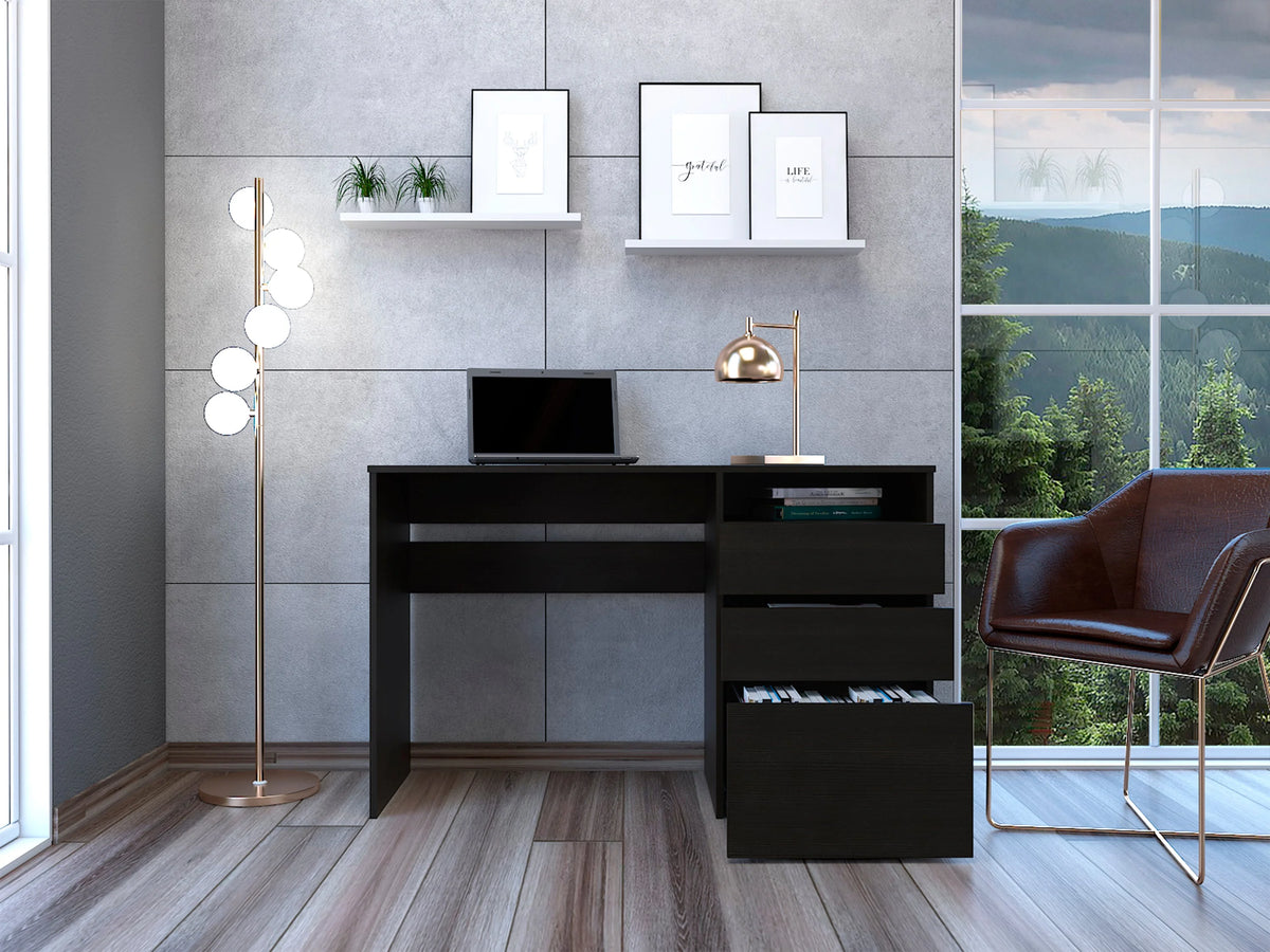 Black Three Drawer Computer Desk Z351