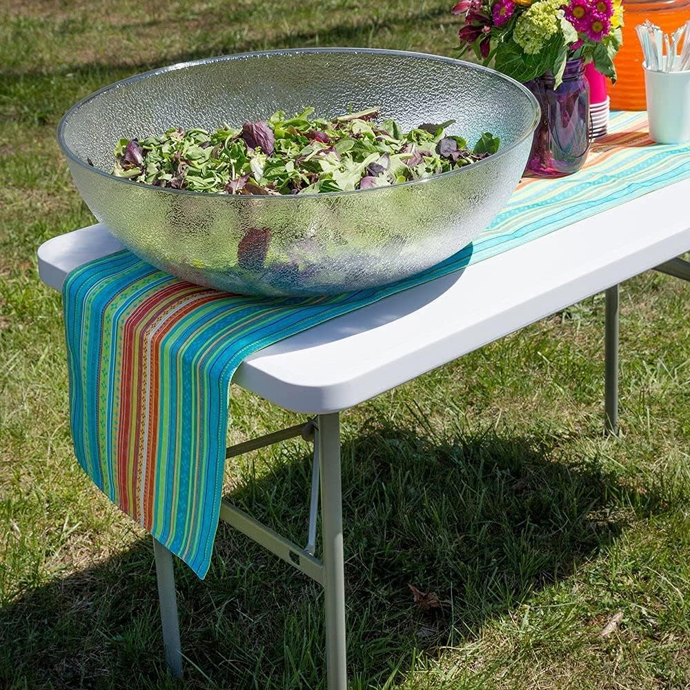 Folding Plastic Dining Table with Handle White 8ft A6765
