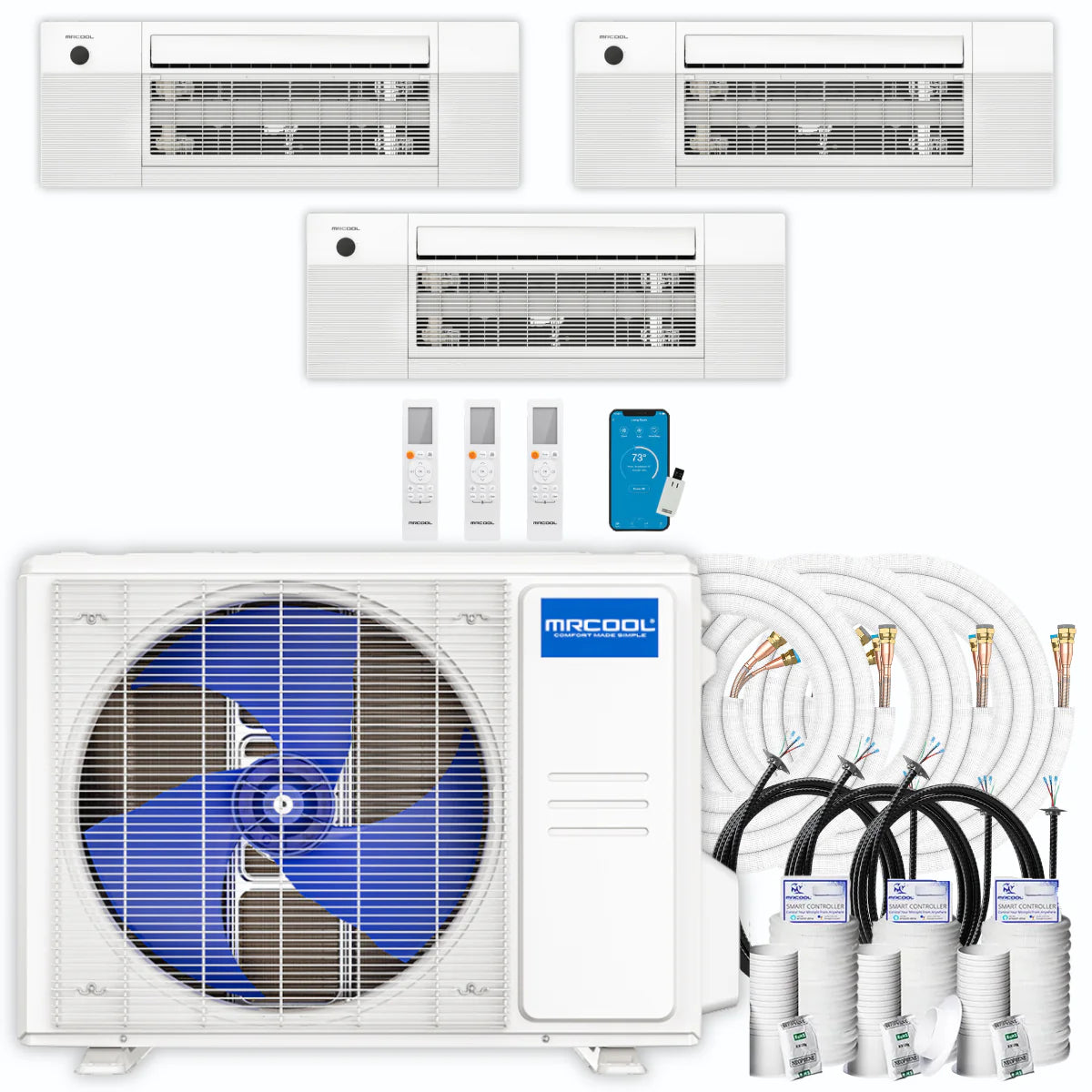 39,000 BTU 3 Zone Ceiling Cassette Ductless Air Conditioner and Heat Pump T4230