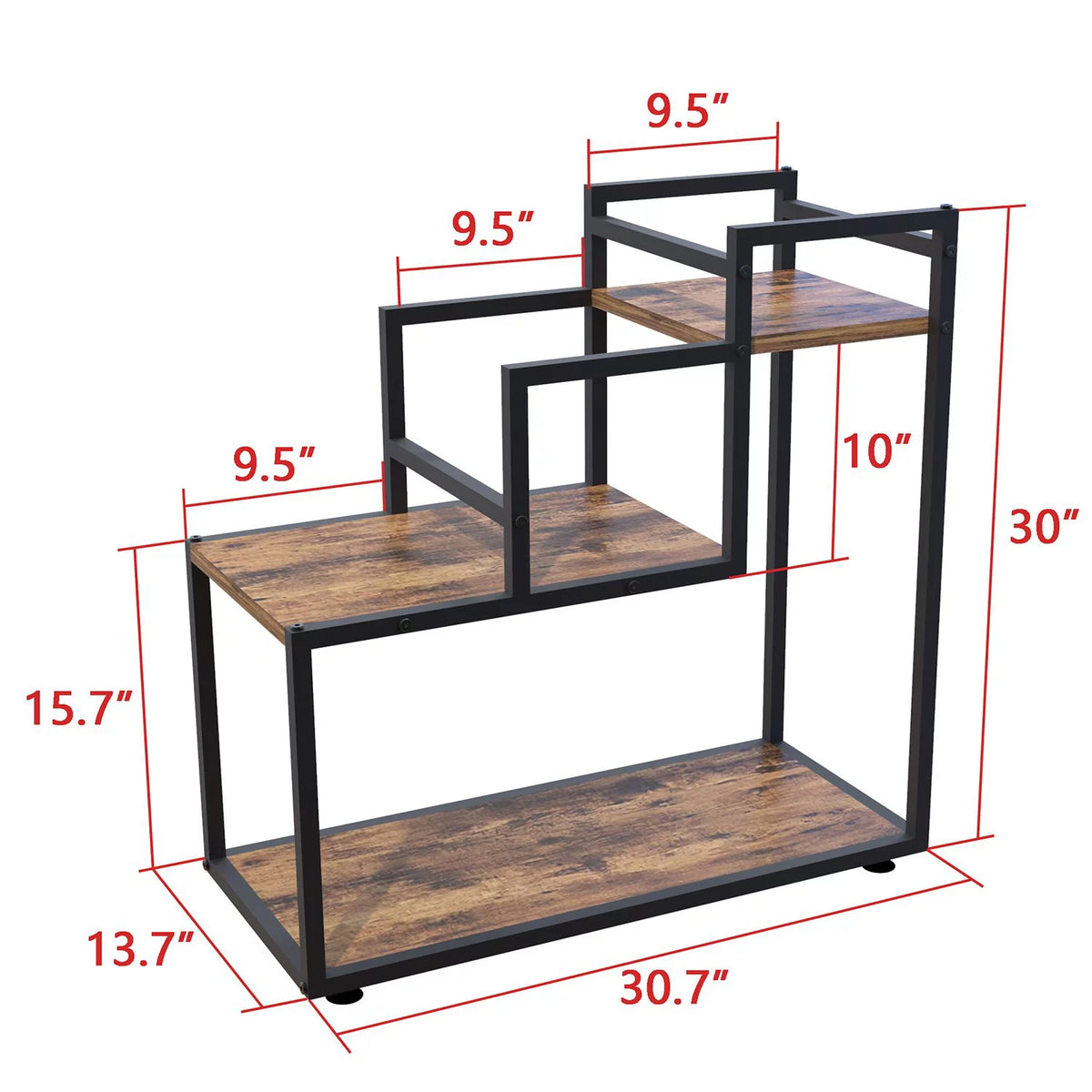 3-Tier Wood Metal Plant Stand D7215