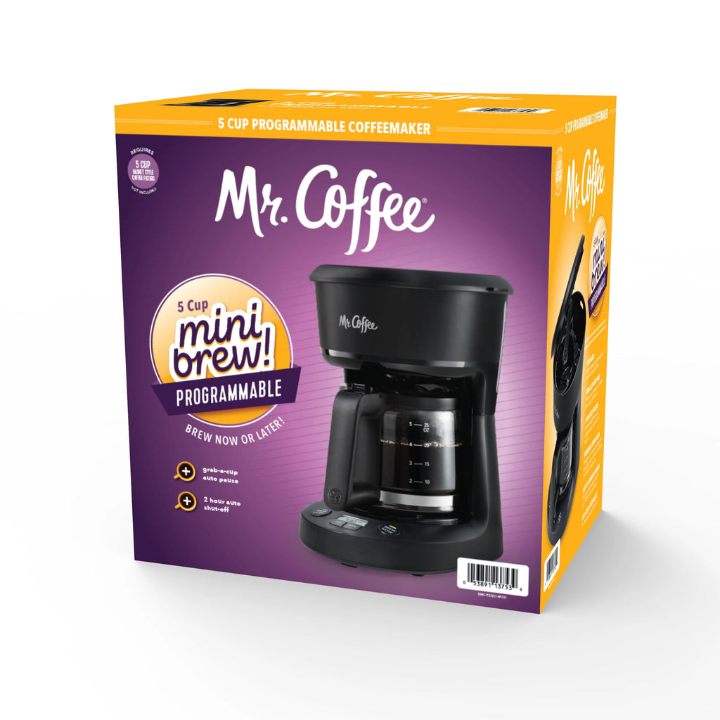 5-Cup Programmable Coffee Maker, 25 oz. Mini Brew, Black B428