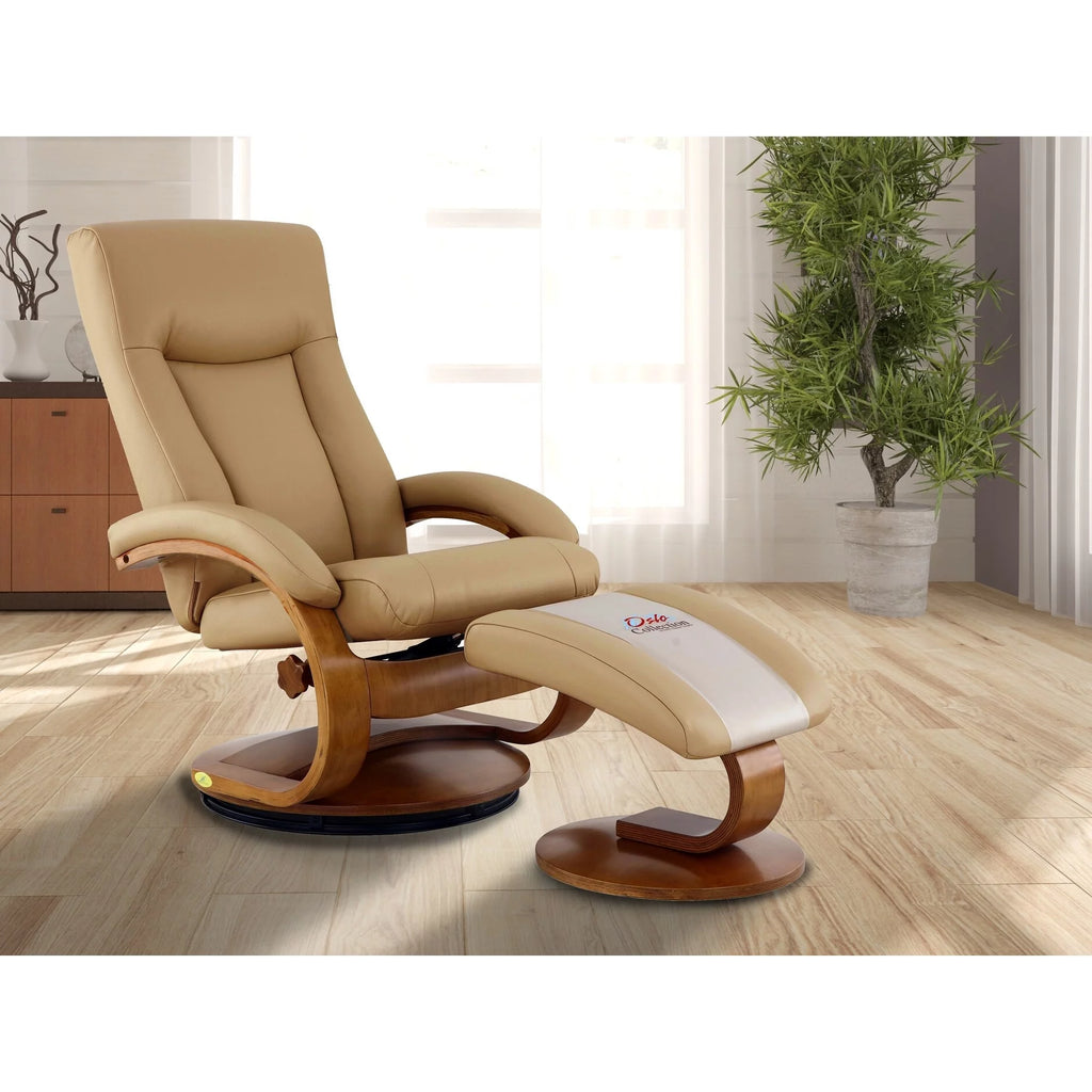 Black Top Grain Leather Recliner and Ottoman P163