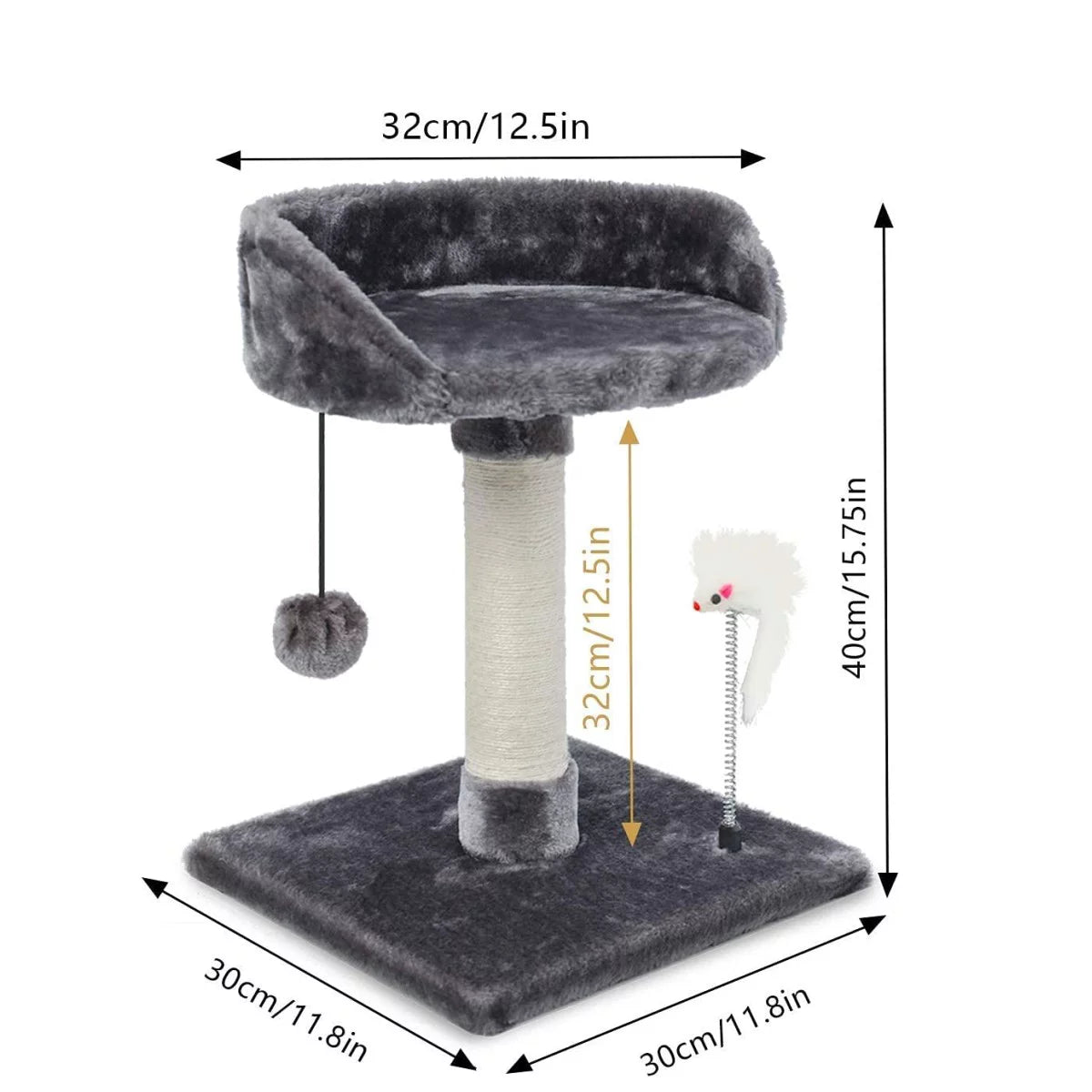 17" Cat Tree Climb Tower with Condo and Perches Gray U891084