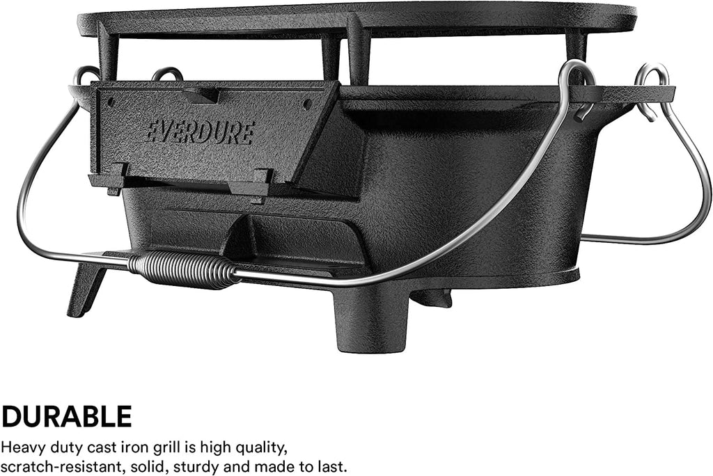 Cast Iron Portable Charcoal Grill with Cover J701