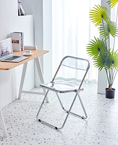 Acrylic Transparent Folding Chair with Steel Frame H966378