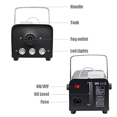 Fog Machine with Wireless Remote Control and 7 Colors Lights D6907