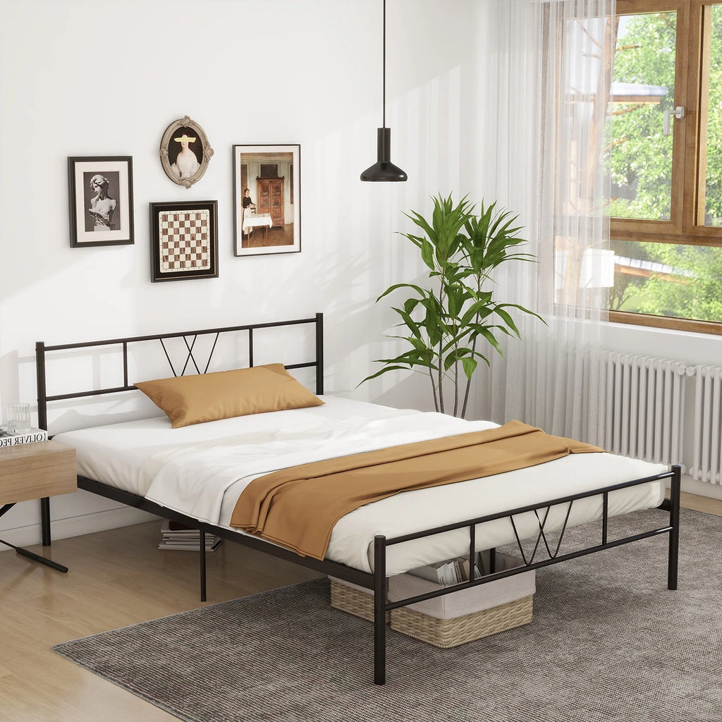 Twin Size Metal Platform Bed Frame with Headboard and Footboard P96788