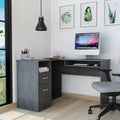 L-Shaped Desk with Keyboard Shelf Smokey Oak Finish Q23171