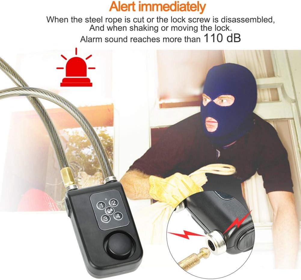 Anti-Theft Wireless Remote Control Alarm Bike Lock 4-Digit Password IP55 Waterproof H474319