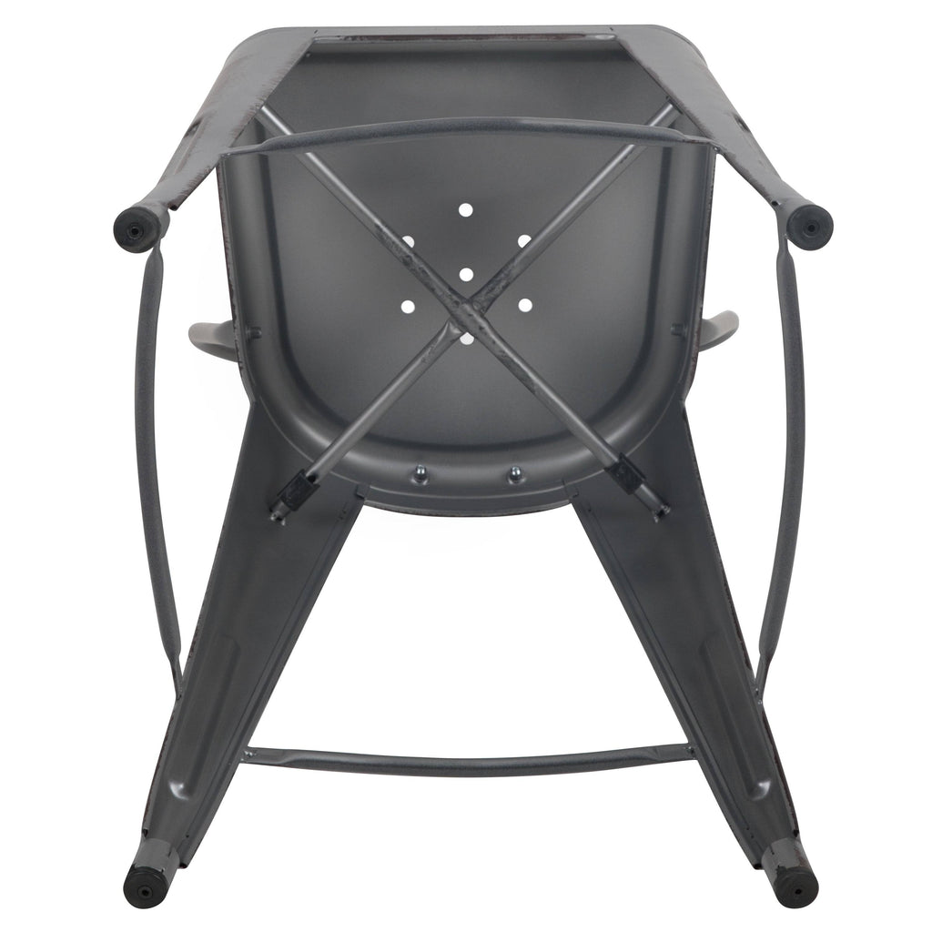 Distressed Metal 30-Inch Stool F7925