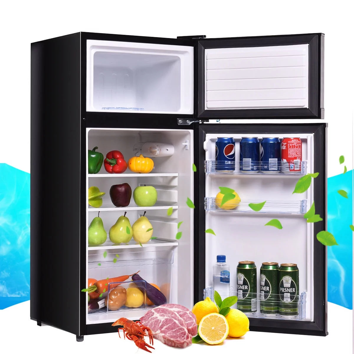 2 Doors 3.4 cu ft. Compact Mini Refrigerator Freezer A272612