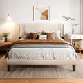 Queen Size Bed Frame with Wingback Headboard Q656