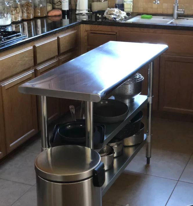 96" x 30" Stainless Steel Work Table with 2 Shelves Z532