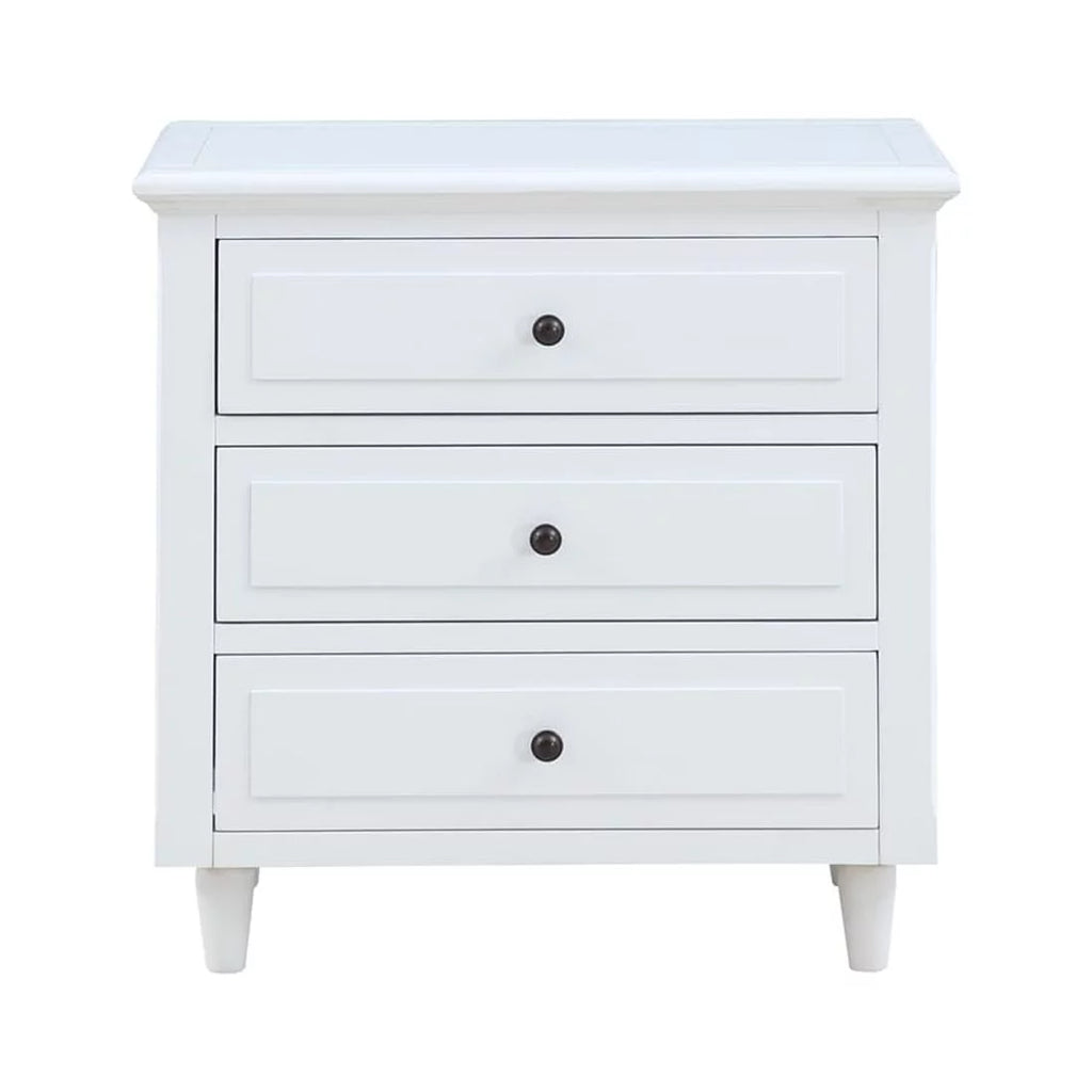 White 3 Drawer Wood Nightstand Z47817