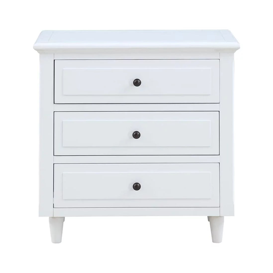 White 3 Drawer Wood Nightstand Z47817