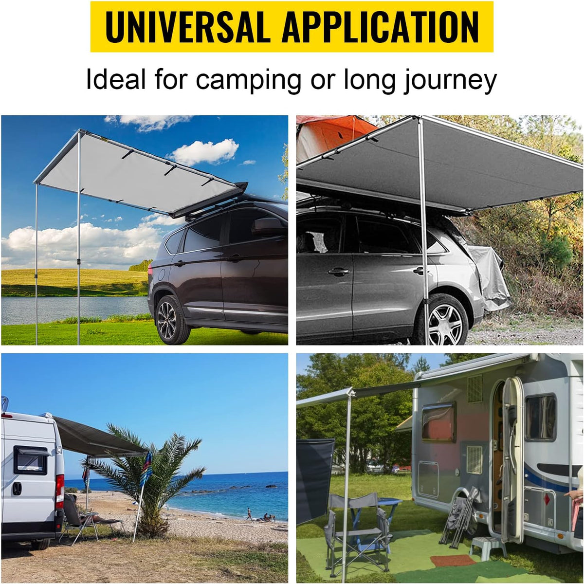 6.5'x6.5' Pull-Out Retractable Waterproof Car Side Awning with Carry Bag A1299