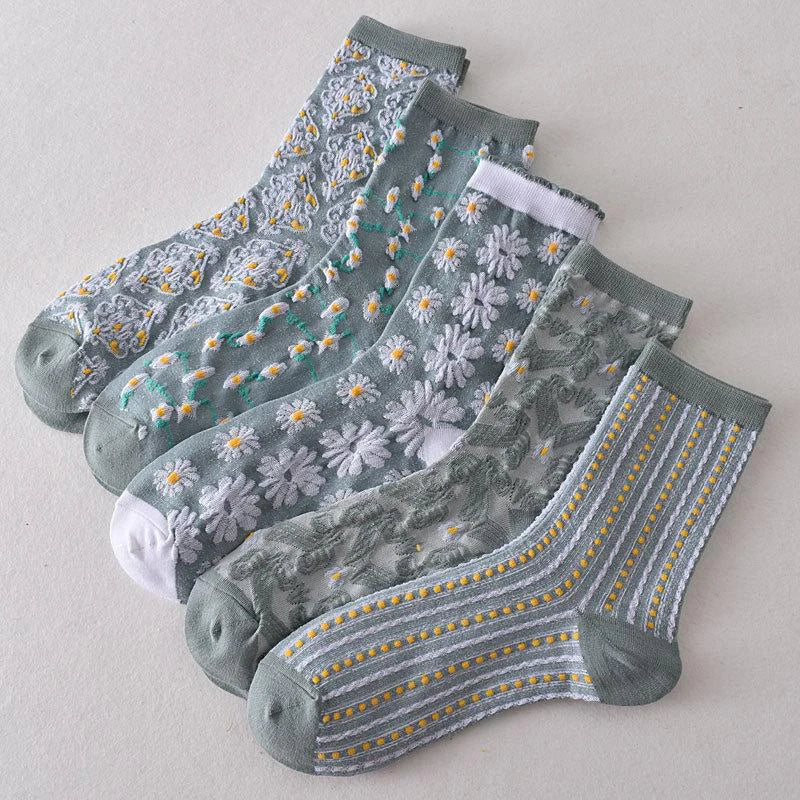 5 Pairs Womens Floral Socks O83917