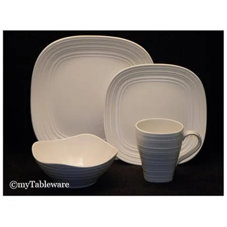 White 4-Piece Square Place Setting D370898