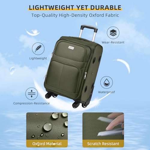 3 Piece Expandable Softside Luggage Set with TSA Lock Spinner Wheels M31012