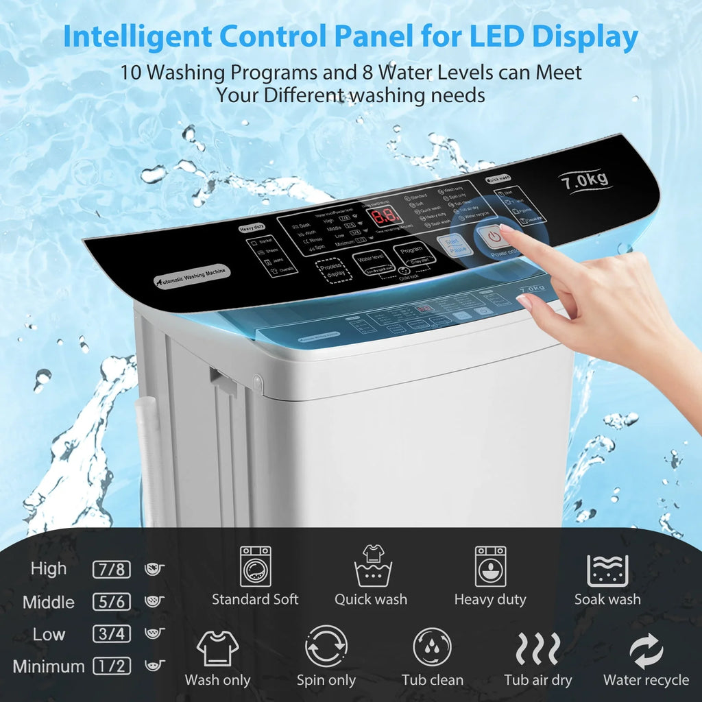 Portable 17.6lbs Fully-Automatic Washing Machine C1711