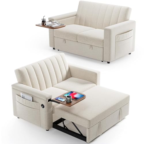 3-in-1 Convertible Sleeper Sofa with USB Charging and Side Pockets S24463
