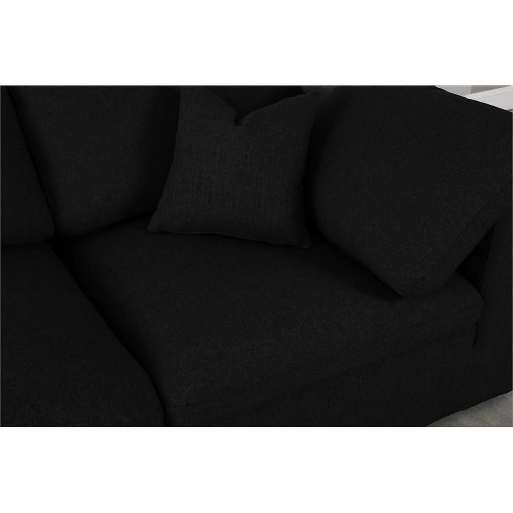 Black Linen Fabric Modular Sectional V706828
