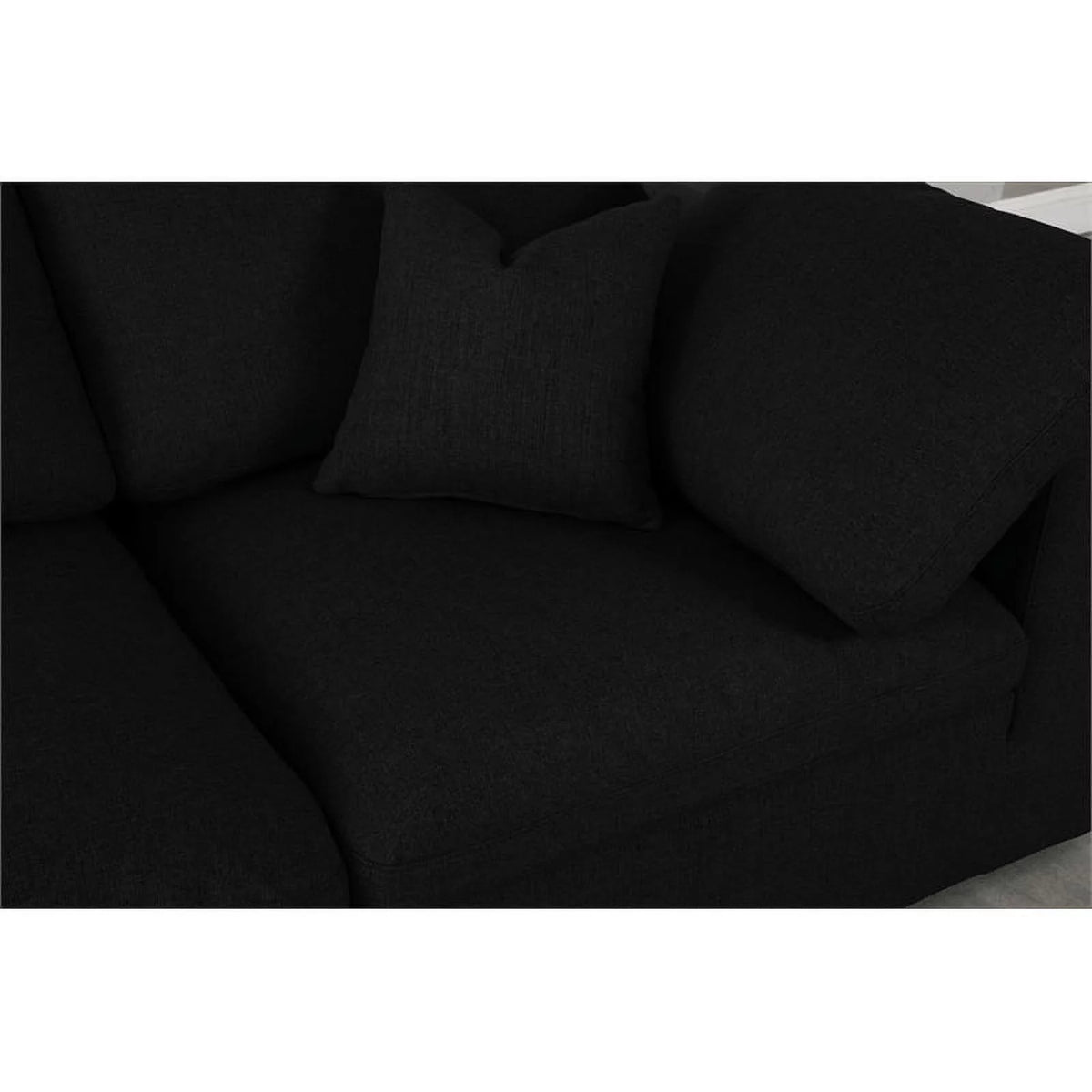 Black Linen Fabric Modular Sectional V706828