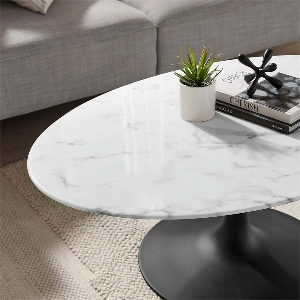 42" Oval Top Modern Metal Coffee Table O223842
