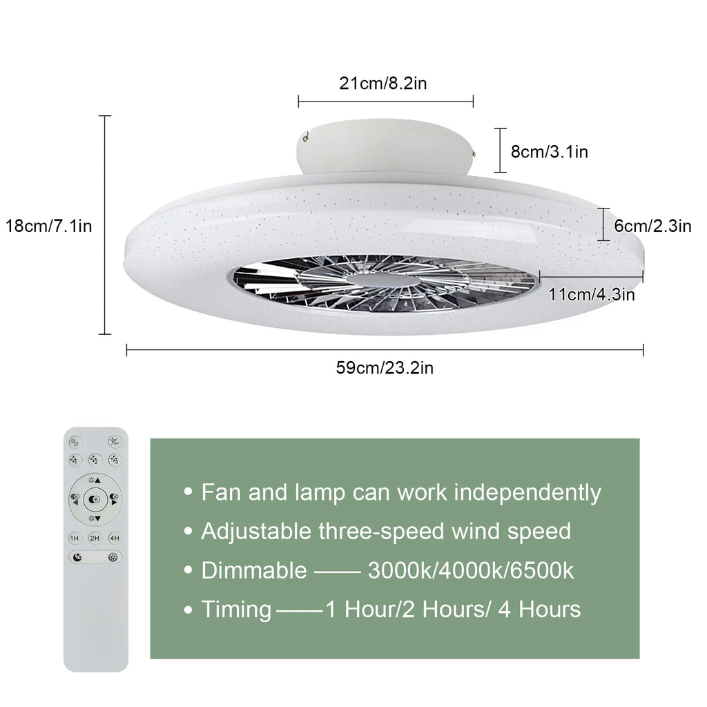 White Flush Mount Ceiling Fan with Light and Remote L34784