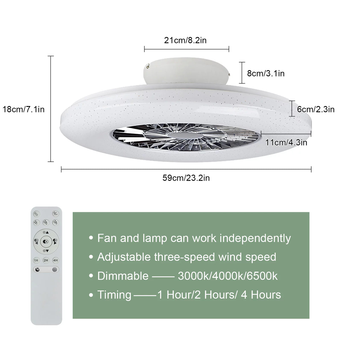 White Flush Mount Ceiling Fan with Light and Remote L34784