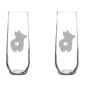 Set of 2 Glass Champagne Flutes 8.5 oz Stemless F178339