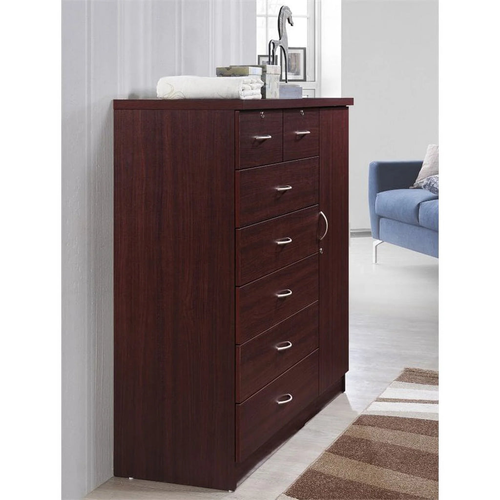 2 Piece Bedroom Set with Captain Bed and Chest in Mahogany Wood P66305