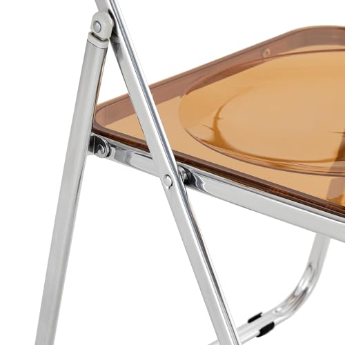 Acrylic Transparent Folding Chair with Steel Frame H966378