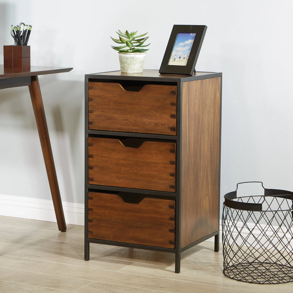 Walnut Storage Cabinet with 3 Drawers O197