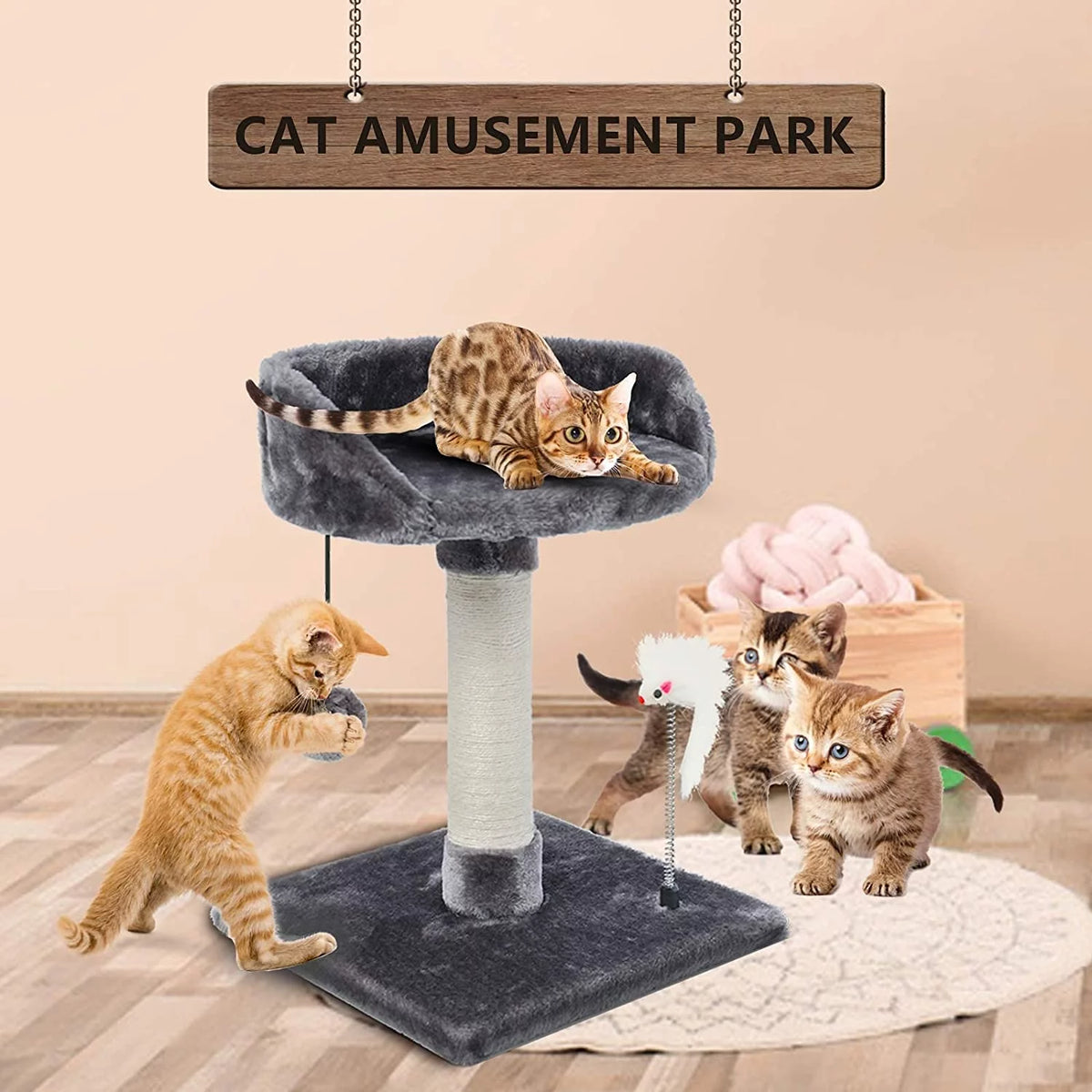 17" Cat Tree Climb Tower with Condo and Perches Gray U891084