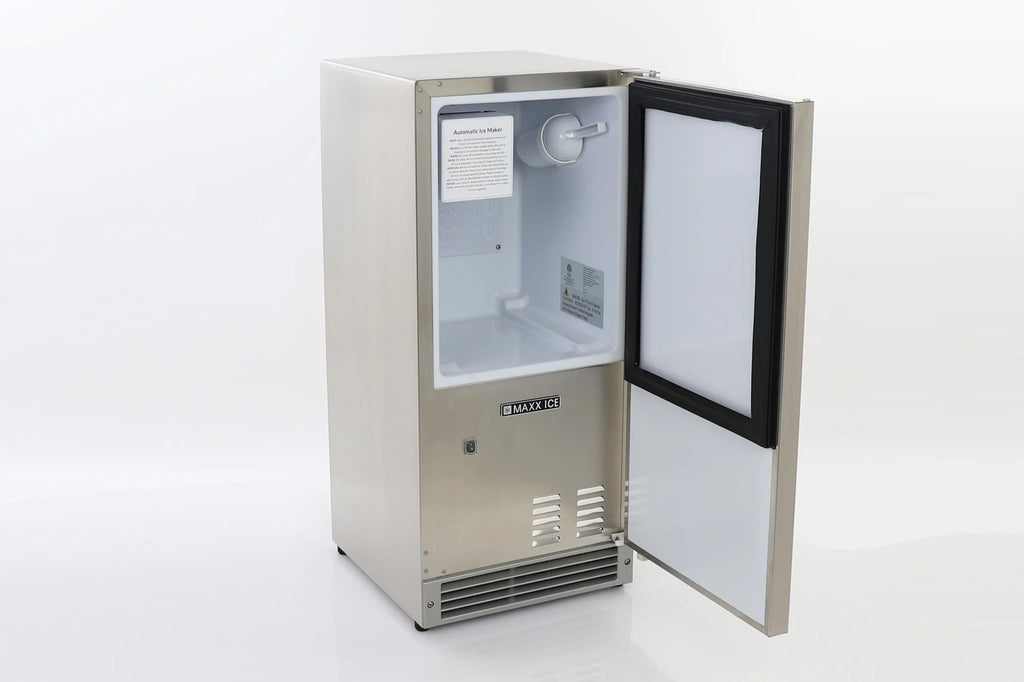Shallow Depth Outdoor Built-In Undercounter Ice Maker, 15", 25 lbs, Stainless Steel X26699