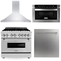 36 in. Dual Fuel Range, Range Hood, Microwave Drawer & Dishwasher N838