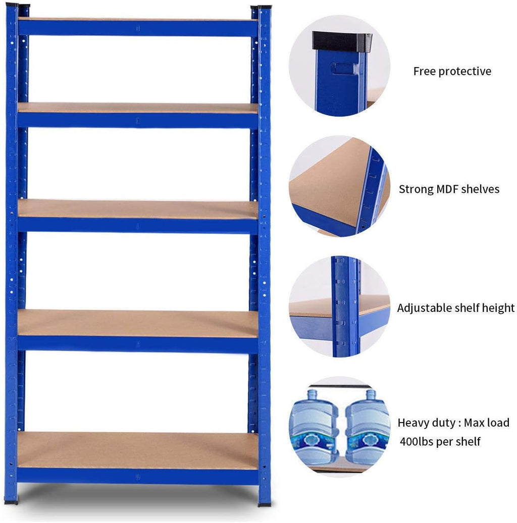 5-Tier Heavy Duty Steel Storage Shelves with Adjustable Shelves T6241