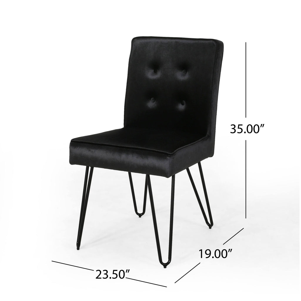 Set of 2 Tufted Velvet Dining Chairs Black K690035
