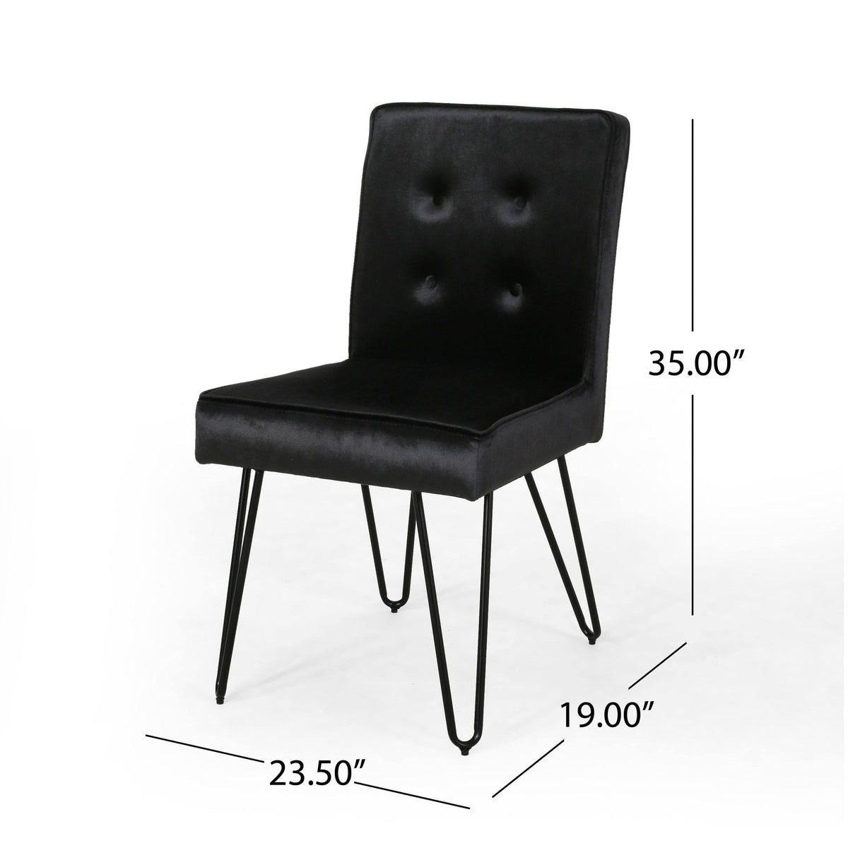 Set of 2 Tufted Velvet Dining Chairs Black K690035