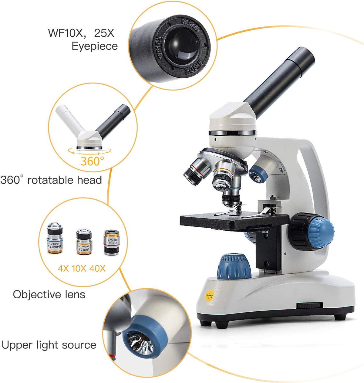 Compound Student Microscope 40X-1000X Monocular E107