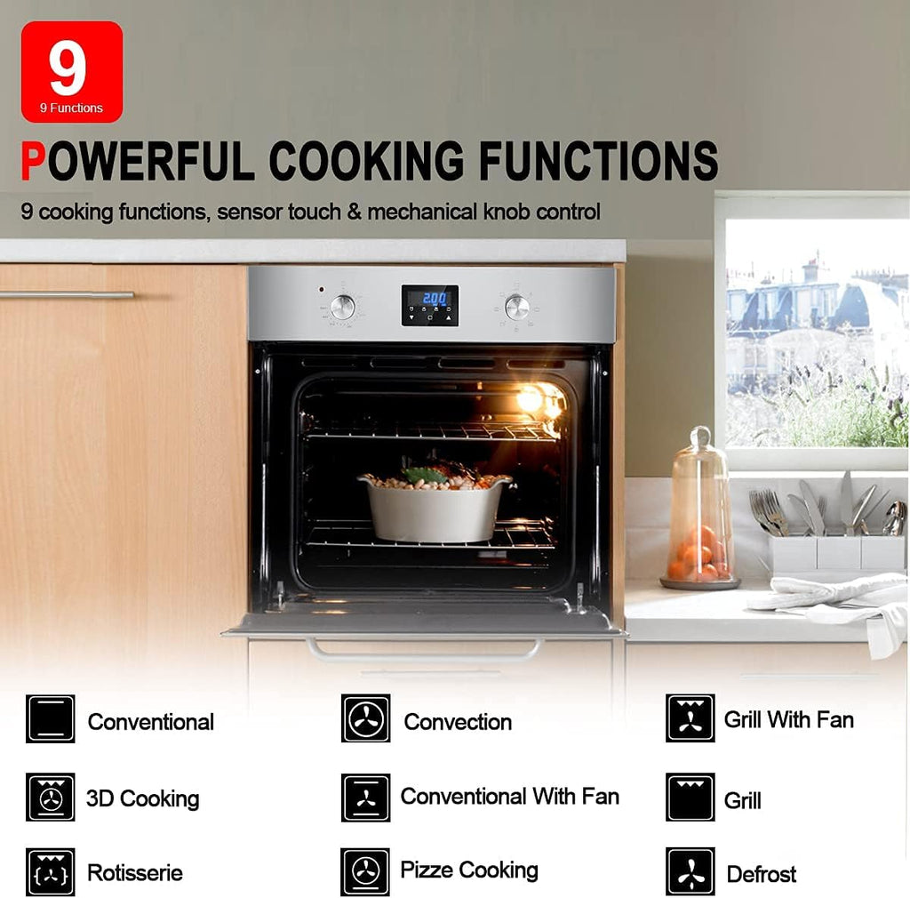 24 Inch 240V 2800W 2.3 Cu.ft 9 Cooking Functions Convection Single Wall Oven W240